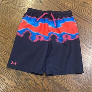 Boy’s Under Armour Navy, Red & Pink Swim Trunks